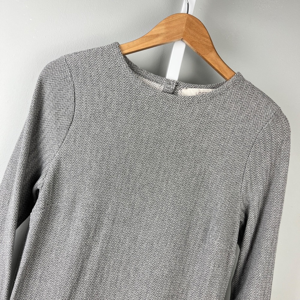 Ann Taylor LOFT Herringbone Dress Womens M Gray Preppy Classic Academia